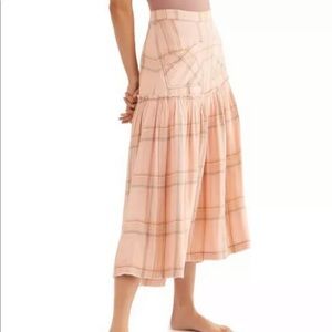 Free People Plaid Fever Maxi Skirt in Peach Pink Size 8
